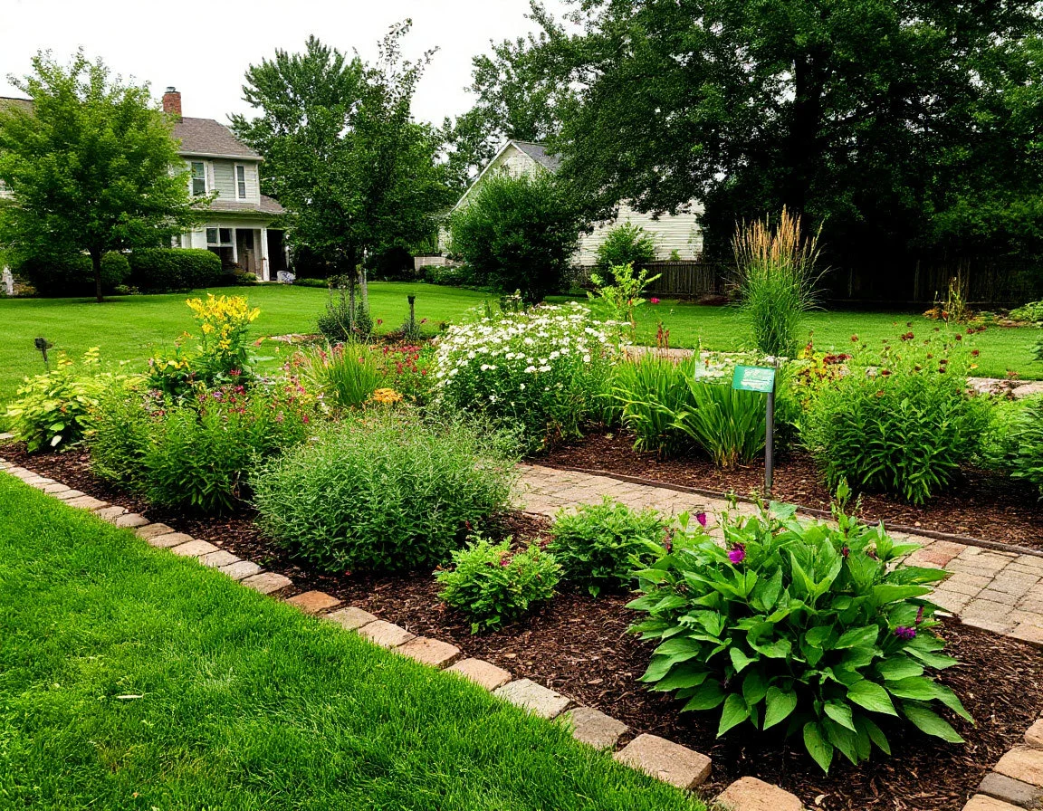 Дождевой сад. Изображение создано с помощью ИИ. Дождевой сад. Изображение создано с помощью ИИ.