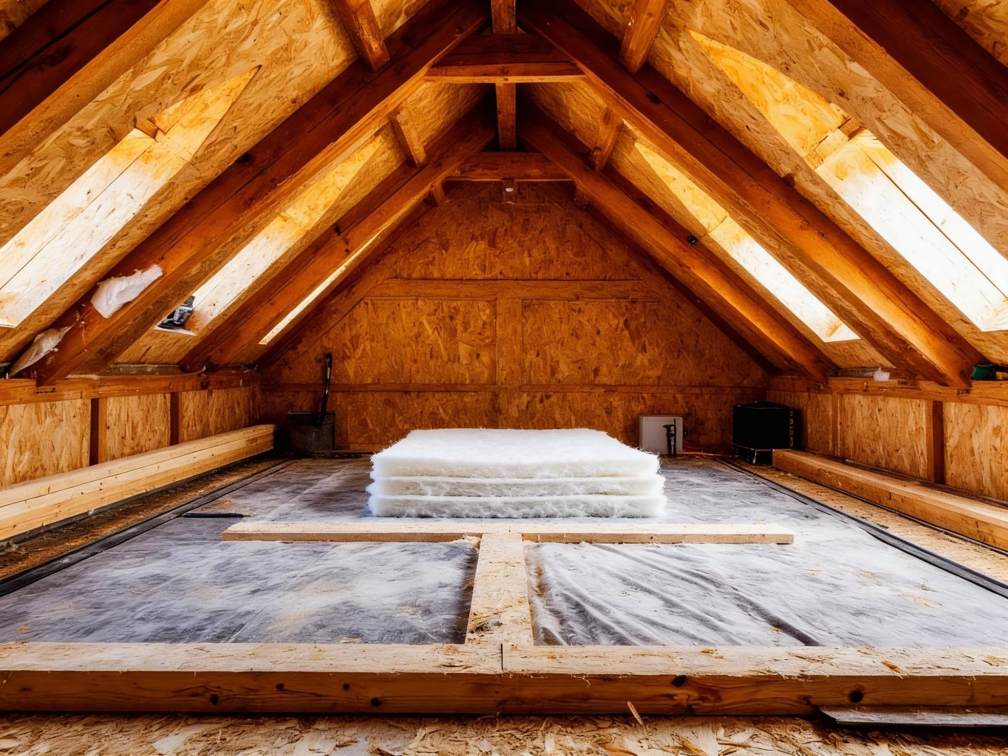 Утепление мансарды. Изображение создано с помощью ИИ. Утепление мансарды. Изображение создано с помощью ИИ.