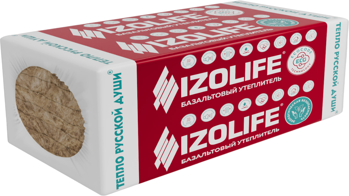 Утеплитель базальтовый ПП-90 для вентфасадов Изолайф Вент Оптима, плита 1200х600х50 мм 4,32 м², 0,216 м³, 6 шт.)