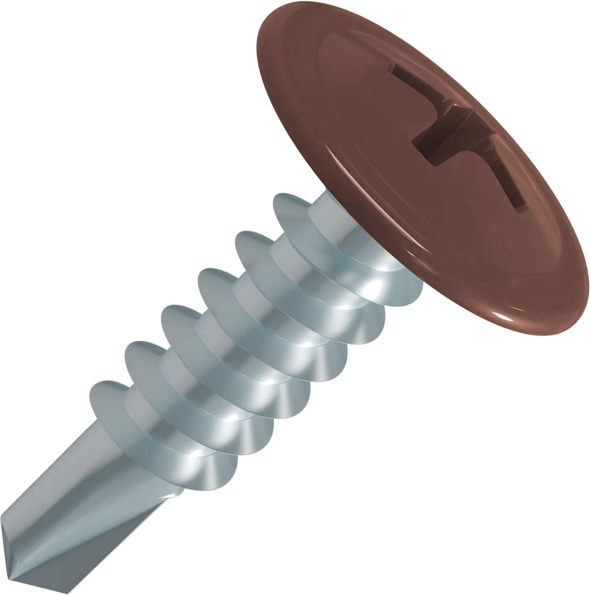 Саморез с прессшайбой сверлоконечный 4,2х19 оцинкованный коричневый RAL 8017