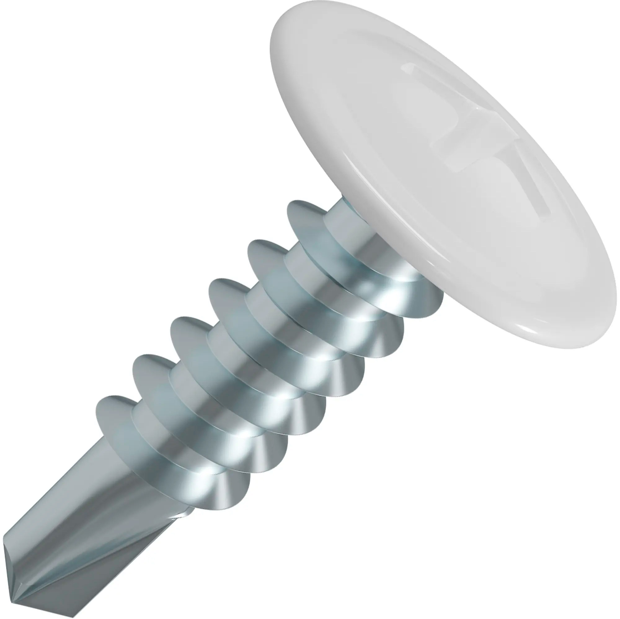Саморез с прессшайбой сверлоконечный 4,2х19 оцинкованный белый RAL 9003