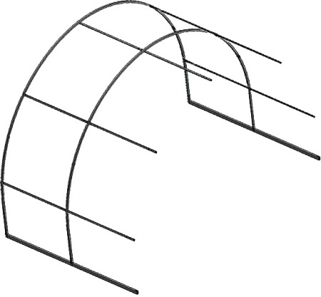 Секция каркаса арочной теплицы 2 м, шаг дуги 0,65 м, грунтозацепы, стяжная лента, без поликарбоната